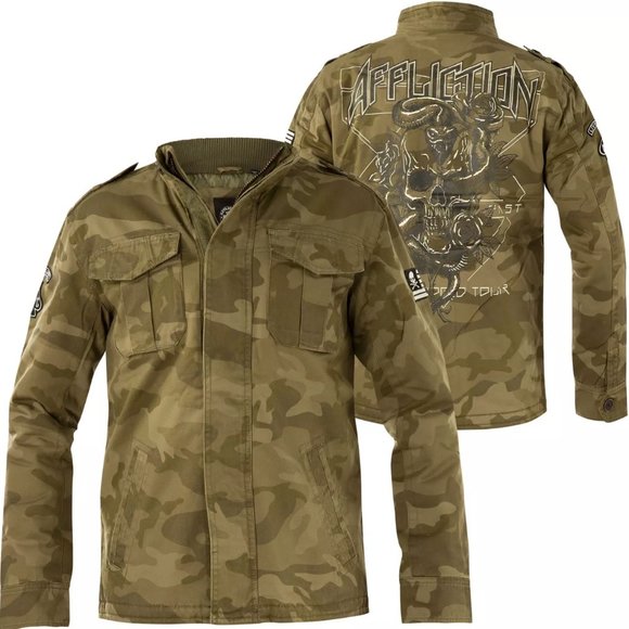 AFFLICTION MEN'S JACKET DESTROY Camo Military Gree - Picture 7 of 7